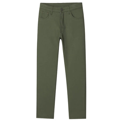 Autumn Winter Warm Men's Fleece Thickened Elastic Pants Business Straight Casual Cotton Pants High End Brand Man Plush Trousers