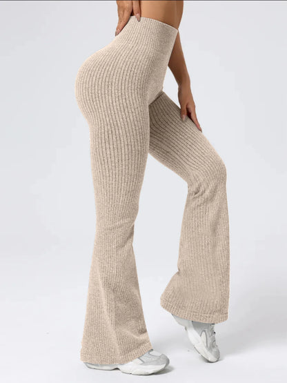 Women's High-Waist Bell Bottom Pants Sporty Tight Fit Comfortable Elastic Design Ideal for Exercise And Daily Wear