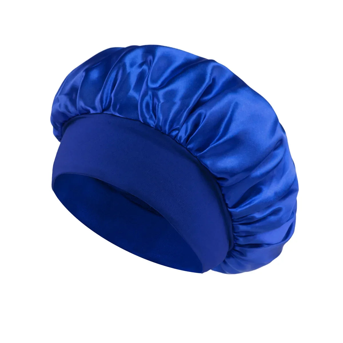 Damen Satin Haube Schlafhaube Haarpflege Seidenhaube Einfarbige breitkrempige Schlafhaube mit elastischem weichen Band