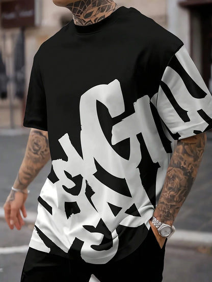 2025 Neuer Sommer personalisierter Buchstaben-Print Bequemes und atmungsaktives Rundhals-T-Shirt Outdoor High Street Top