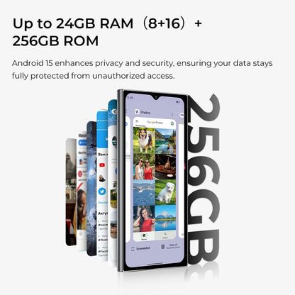OUKITEL C62 Pro Smartphone Android 15, 6.88" HD+ Display Unisoc T615 Handy, 24GB (8+16) + 256GB, 5150mAh Akku NFC Mobiltelefon