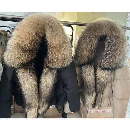 2025 MAOMAOKONG White Duck Down Jacket Winter Women Warm Loose Coat Natural Real Fox Fur Collar Thick Luxury Outerwear parkas