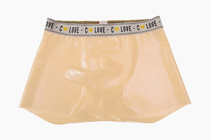 Herren Fetisch Latex Höschen Gummi Boxershorts Peniskondom Unterwäsche Kondom Cock Pouch Shorts Sexy Unterhosen für Herren