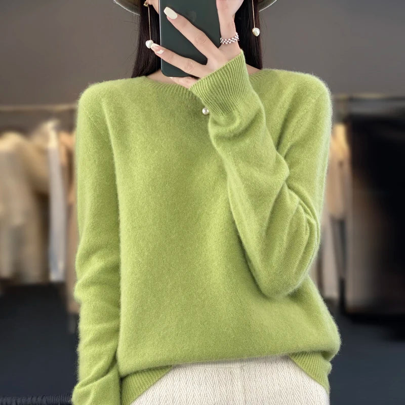 Cashmere sweater women's sweater in autumn and winter 100% merino wool fashion O-neck autumn warm pullover top