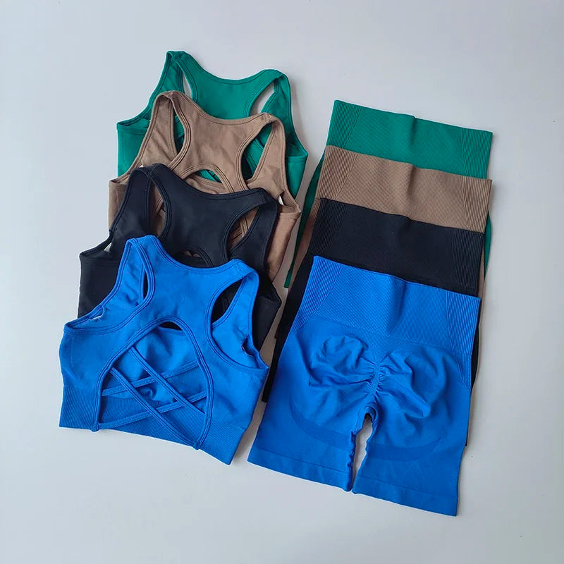 Women's Seamless Yoga Set | Sexy Sport Bra & High Waist Shorts