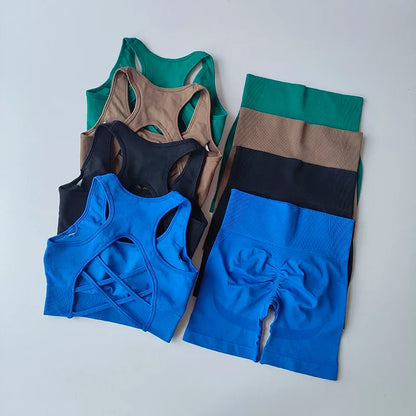 Women's Seamless Yoga Set | Sexy Sport Bra & High Waist Shorts