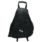 Black backpack with a brand logo on a white background