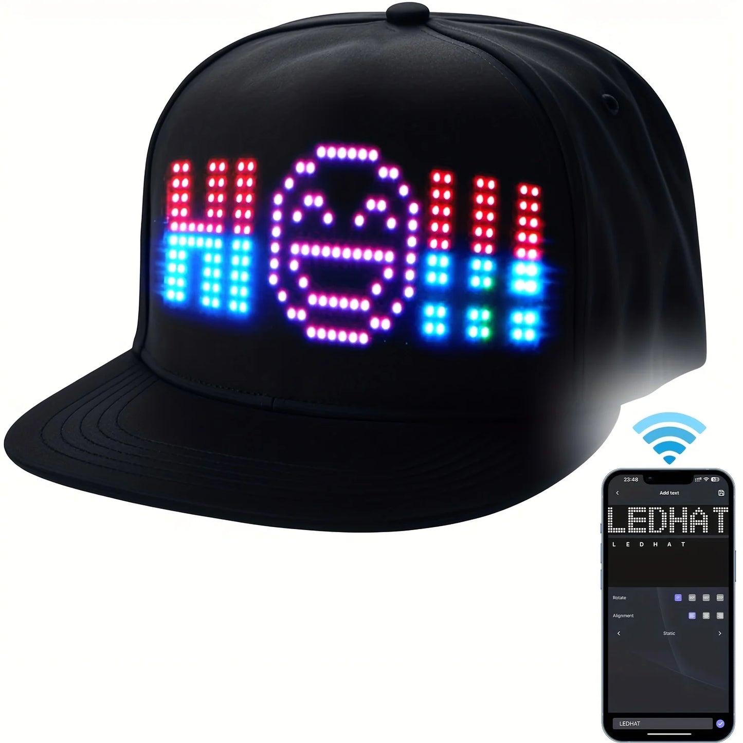LED Cap – APP Control DIY Light Up Text Music Hat