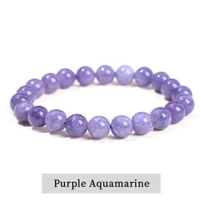 JD Natural Stone Beads Bracelet Amethyst Tiger Eye Crystal Quartz Agate Gem Beads Bangles Women Men Reiki Healling Jewelry Gift