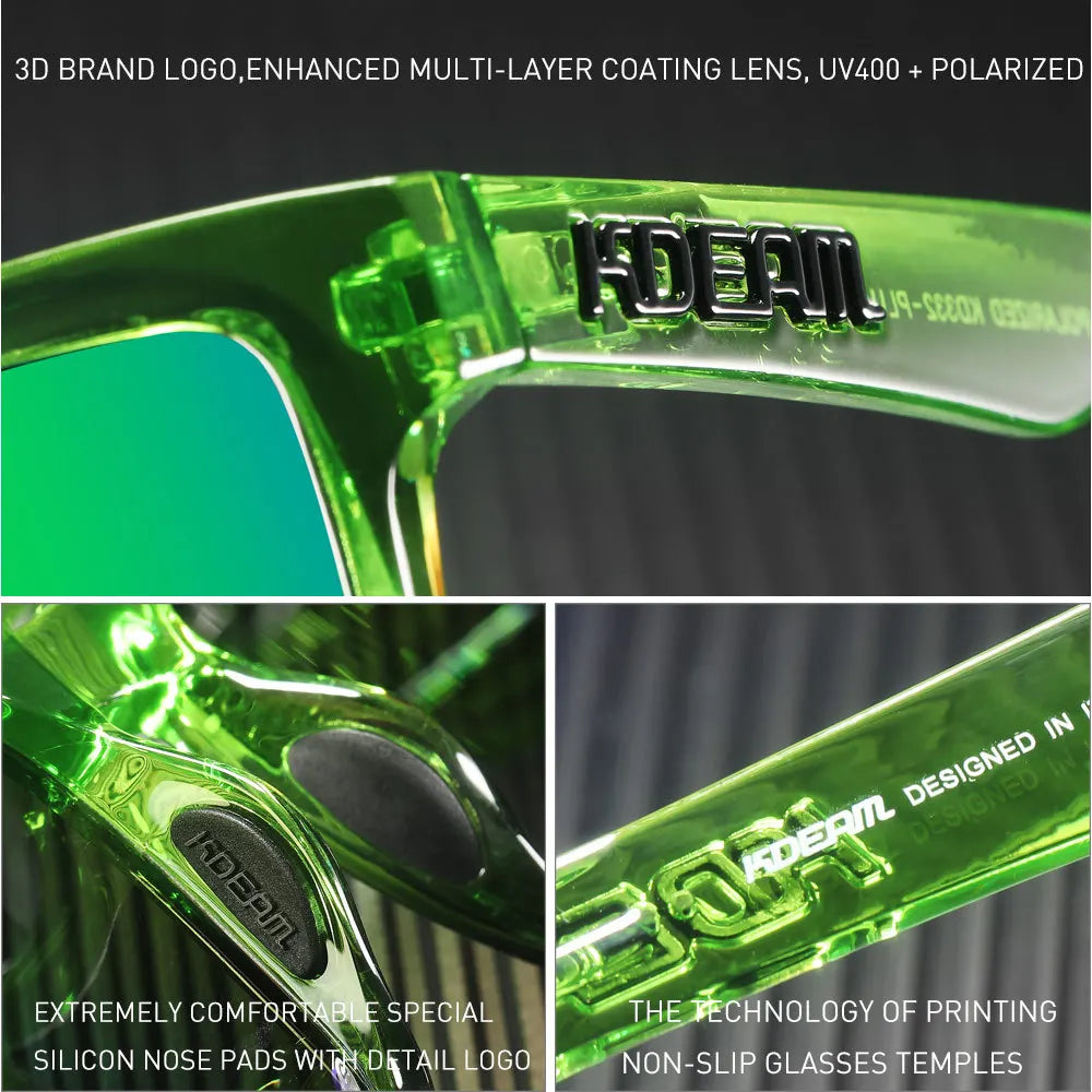 KDEAM Große quadratische Herrensonnenbrille Polarisierte photochrome Übergröße Sonnenbrille Mode Damensonnenbrille Verbesserte Version