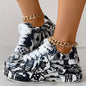Women's Graffiti Print Sneakers Fashion Lace-up Low-top Platform Sneakers Casual Skateboard Shoes Sneakers New Vulcanized Shoes