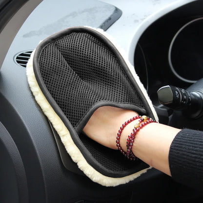 Wool Plush Car Wash Gloves - Soft Cleaning Brush