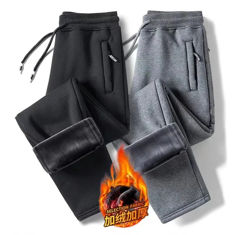 Trendy Men's Fce Lined Cargo Pants Casual Warm Straight Leg Nine-Tenths Sweatpants Spring Autumn Winter Comfortable Sports