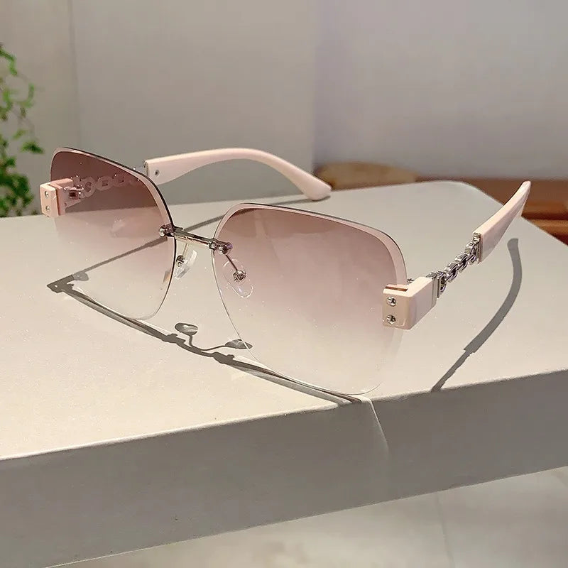 Unisex Sunglasses 2025 New Borderless Metal Chain Simple Fashionable Cool Versatile Luxury Brand High Quality Popular Sunglasses