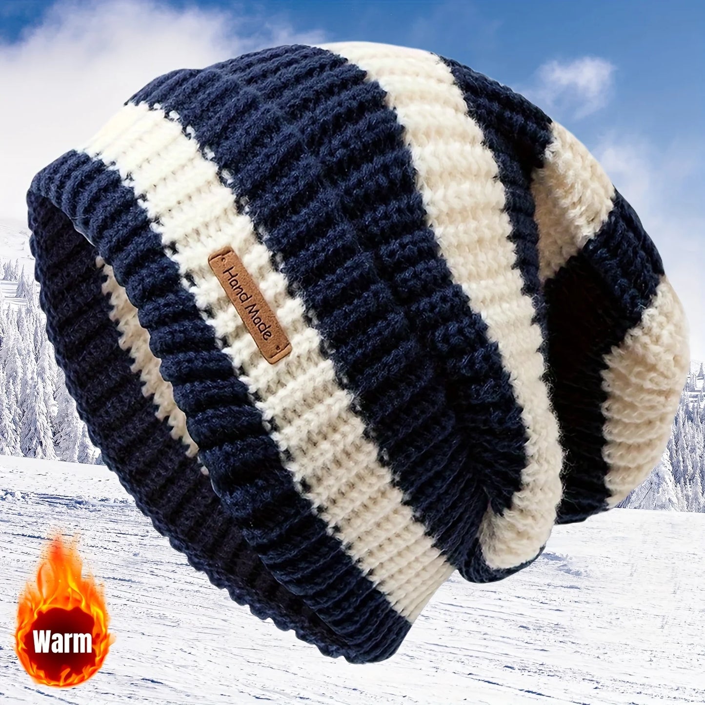 Korean Fashion Striped Knitted Hat Trend Lightweight Hat For Men Women Warm Windproof Autumn Winter Suitable For Outdoor Cycling