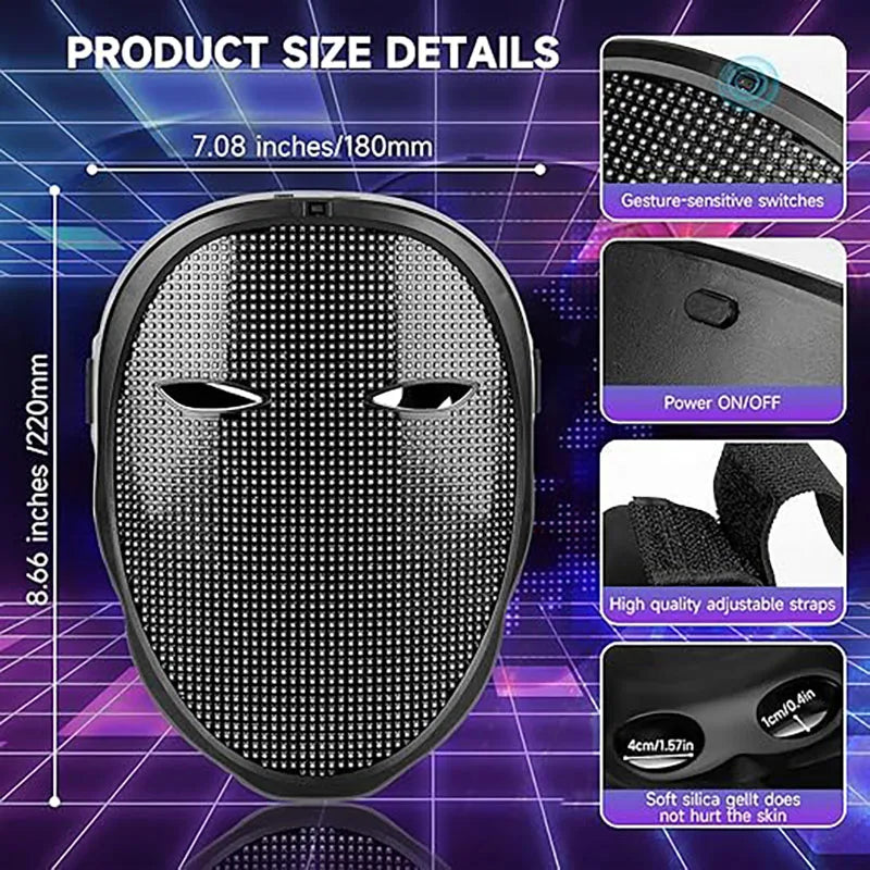 LED Mask Bluetooth APP Programmable Halloween Face