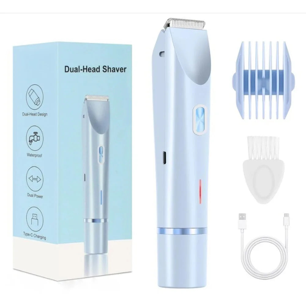 Electric Razors for Women 2 in 1 Electric Shaver for Pubic Hair Trimmer IPX7 Waterproof Wet&Dry Use Bikini Shaver for Body