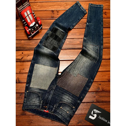 Men's Vintage Patchwork Jeans – Slim Street Style