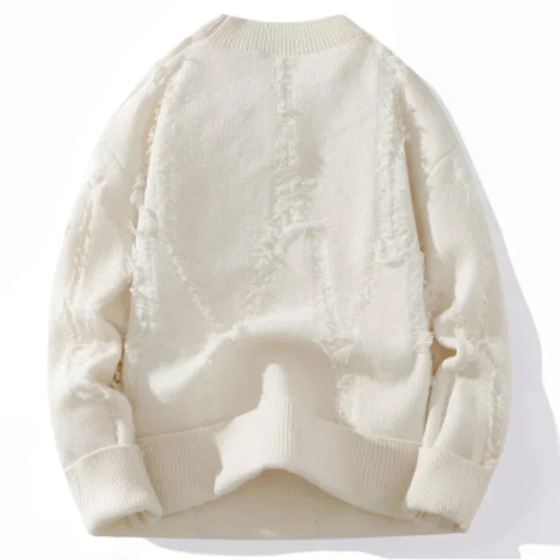 Men's Winter Outdoor Fashion Trendy Loose and Comfortable Knitted Hoodies Comfortable Casual Breathable Distressed Sweaters