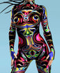 Colorful Rainbow Cosplay Costumes Abstract Geometry 3D Print Bodysuit For Women Skinny Jumpsuit Carnival Holiday Art Zentai Suit