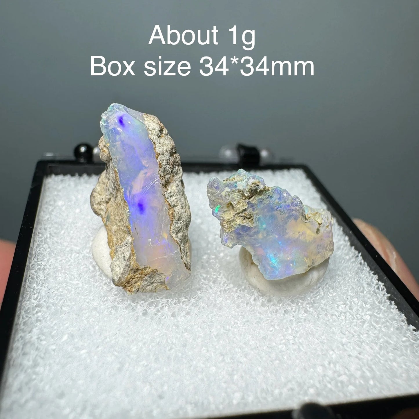Ethiopia Opal Gem Mineral Specimen – 34x34mm Box