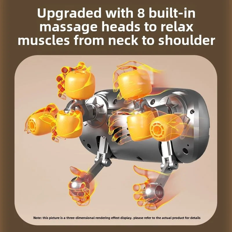 8-Head Cervical Neck Wireless Massager Back Waist Shoulder Trapezius Neck Shoulder Kneading Artifact Massage Shawl Hot Compress