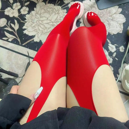 Horse Oil Glossy Pantyhose Hollow Leggings Socks