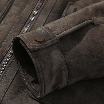 High-quality men's fashionable and stylish new fur integrated men's trendy, thickened suede velvet motorcycle loose jacket