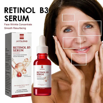 Retinol B3 Faltenentferner Gesichtsserum Sofortige Straffung und Lifting Anti-Aging Flüssigkeit Mildert feine Linien Aufhellendes Hautpflegeprodukt