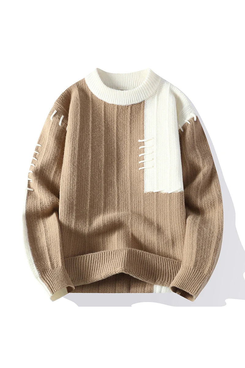 Herbst und Winter Neue Freizeitmode Farbabstimmung Trend Warmer Outdoor Bequemer Pullover Herren Strick Unterhemd