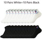 5/10/20 Paar Herren Knöchelsocken Baumwolle Klassische Markenmode Schwarz-Weiße Socken Atmungsaktive Mesh Sportsocken für den Sommer