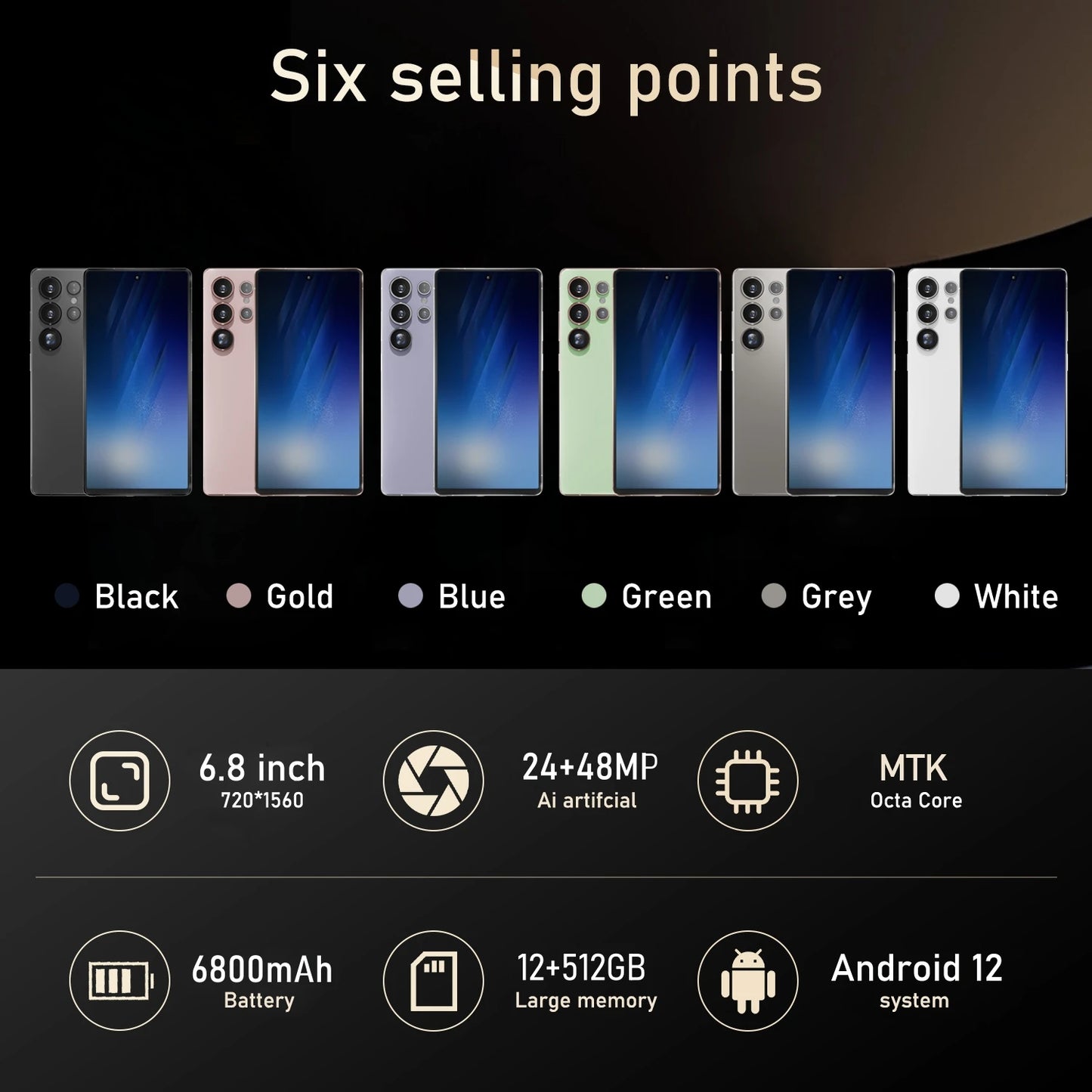 S25 Ultra, Android Smartphone, 6,8 Zoll, 12+512 GB ROM, 4G-Netzwerk, Mobiltelefone, Dual-SIM, 24+48MP Kamera, Handys