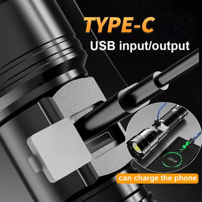 Leistungsstarke LED-Taschenlampen 300000LM Taktische Taschenlampe mit Displaylicht USB-Ladefunktion Camping Angeln Verteidigung Zoom-Laterne