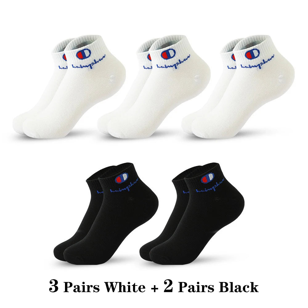 5/10/20 Paar Herren Knöchelsocken Baumwolle Klassische Markenmode Schwarz-Weiße Socken Atmungsaktive Mesh Sportsocken für den Sommer