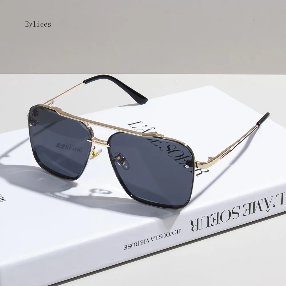 2025 Metal Punk Big Frame Sunglasses for Men Women Cool Driving Glasses Brand Design Square Sun Glasses Goggles UV400 Eyewear