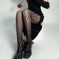 Stripe Asymmetric Tights Women's Pantyhose High Elasticity Lace Hollow Fishnet Sexy Stockings Classic Ladies Gothic Pantyhose