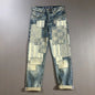 Herbst und Frühling Neuer Modetrend Bedruckte Zerrissene Straight Leg Jeans Herren Lässige Loose Vintage Sport High-End Denim Hose