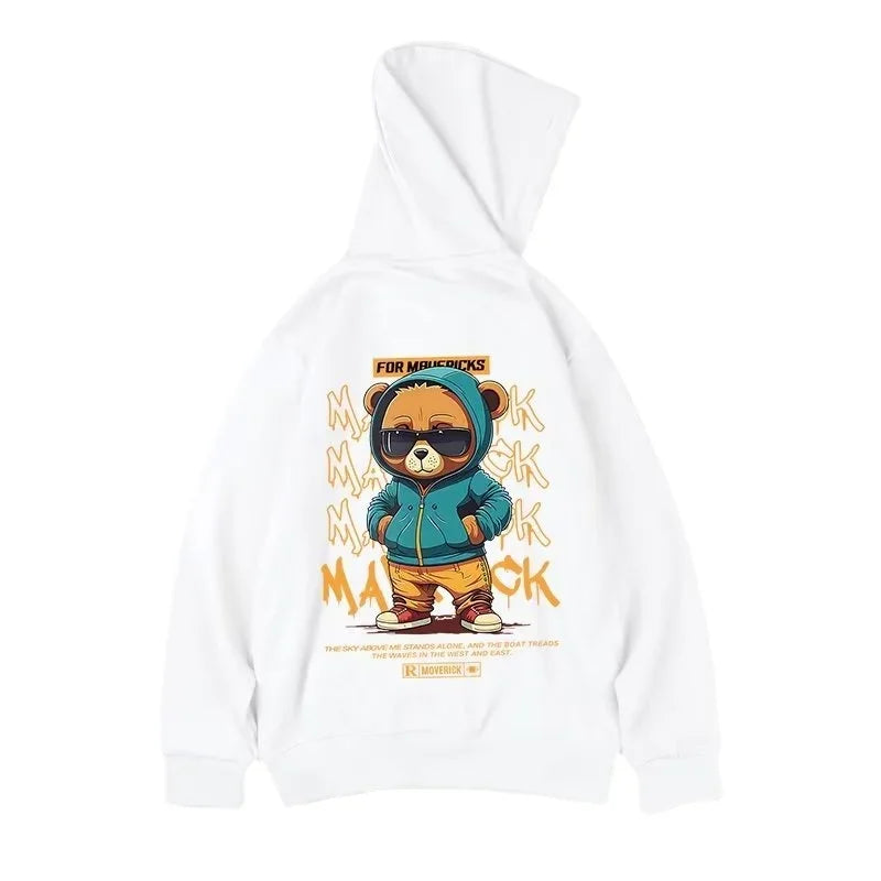 M-8XL American Street Style Teddybär-Print Hoodie, Unisex Paar Hoodie, Herbst- und Winter-Kapuzenpullover für Erwachsene