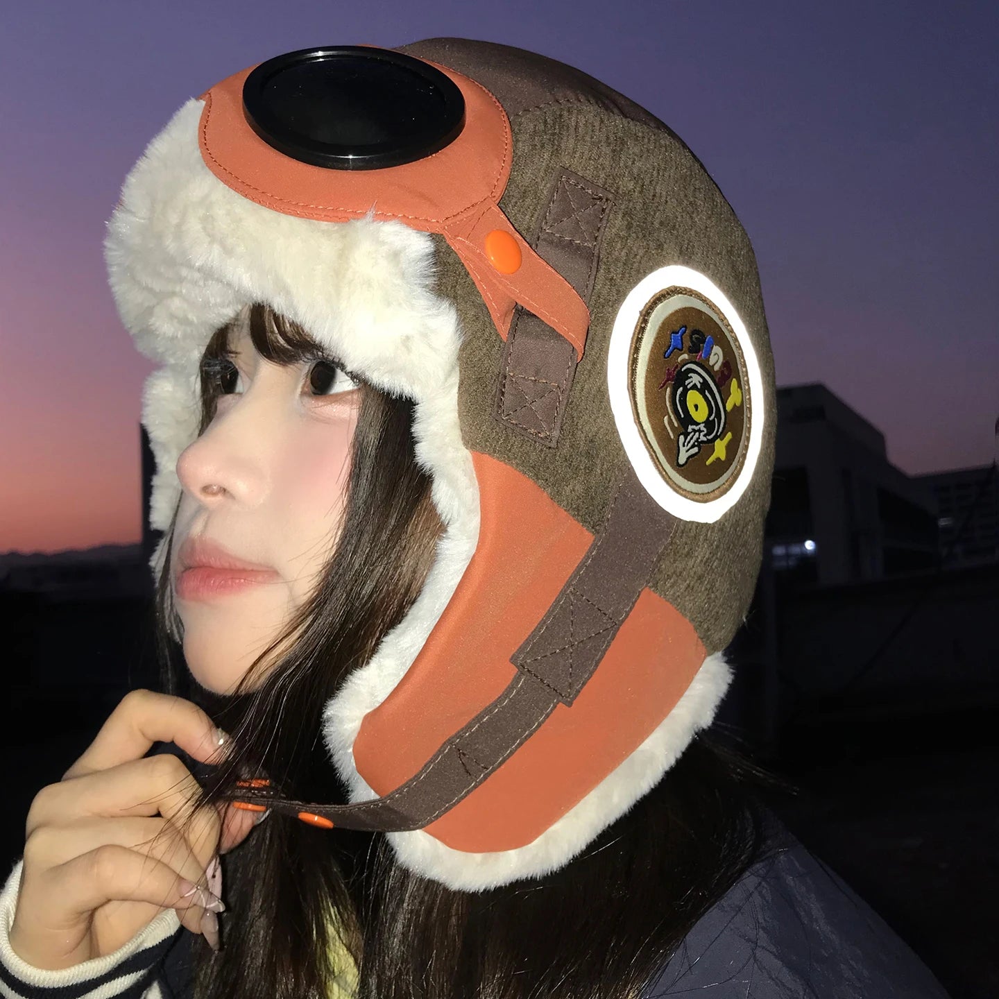 Thiened Cartoon Flight Hat Women Winter Warm Windproof Coldproof Northeast Furry Lei Feng Cap Cute Cartoon Design Riding Ea...