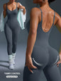 Einteiliger nahtloser Sport-Yoga-Jumpsuit, sexy rückenfreier Bodycon-Trainingsanzug für Damen, Outfit, Fitnessstudio-Set, Sportbekleidung, Trainingsanzug
