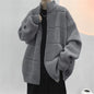 Men's Clothing Stand Collar Cardigan Knitted Casual Autumn Winter All-match Solid Color Loose Spliced Stylish Zipper Sweaters