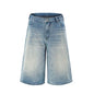 2025 Sommer American Lightning Crack Denim Cropped Pants Herren gerade Loose Wide-leg Shorts Street Baggy Freizeithosen