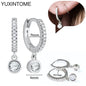 925 Sterling Silver Ear Needle Fashion Hoop Earrings White Crystal Luxury Women's Silver Earrings Wedding Women's Jewelry Gift