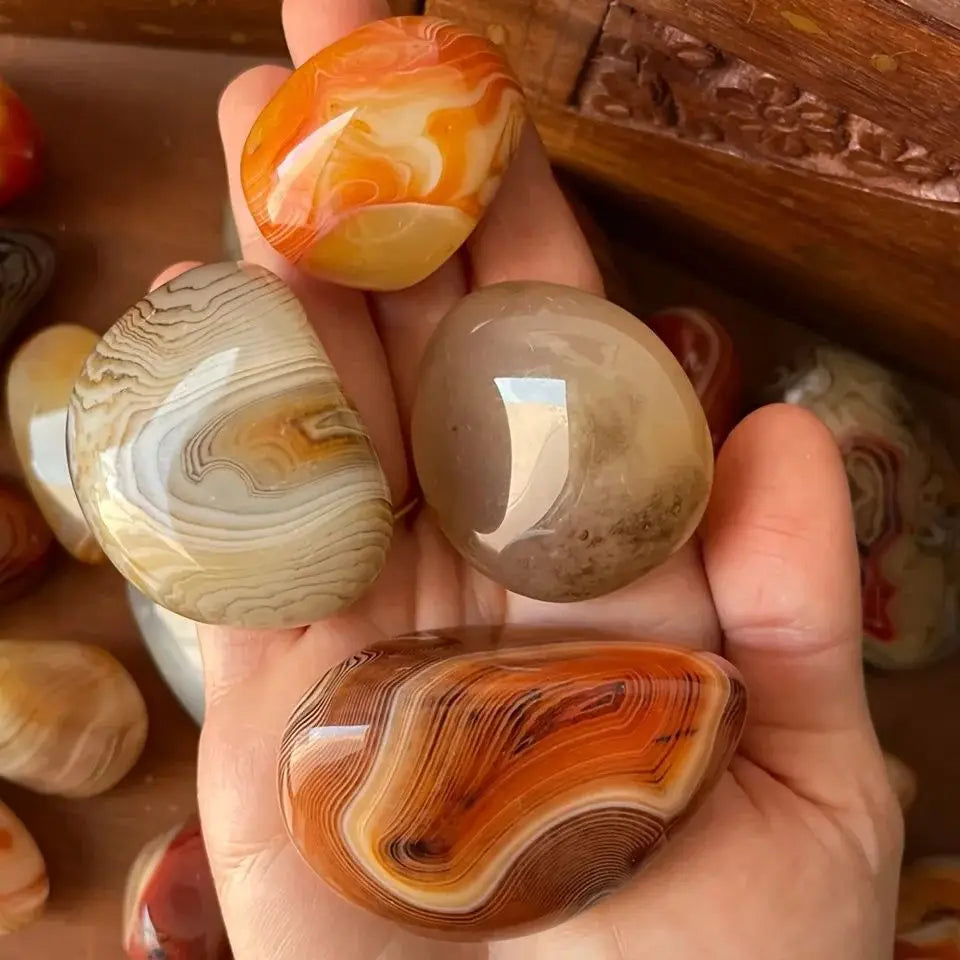 Teglex Natural Sardonyx Agate Palm Stone | Reiki Healing