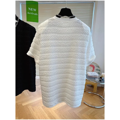 Textur T-Shirt Herren Sommer Schön Kurzarm Locker Abnehmend Lässiger Schaumgaze Street Casual Rundhals-Oberteil
