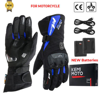 Motorcycle Heated Gloves Touch Screen Winter Warm Skiing Gloves Waterproof Rechargeable Heating Thermal Gloves For Snowmobile