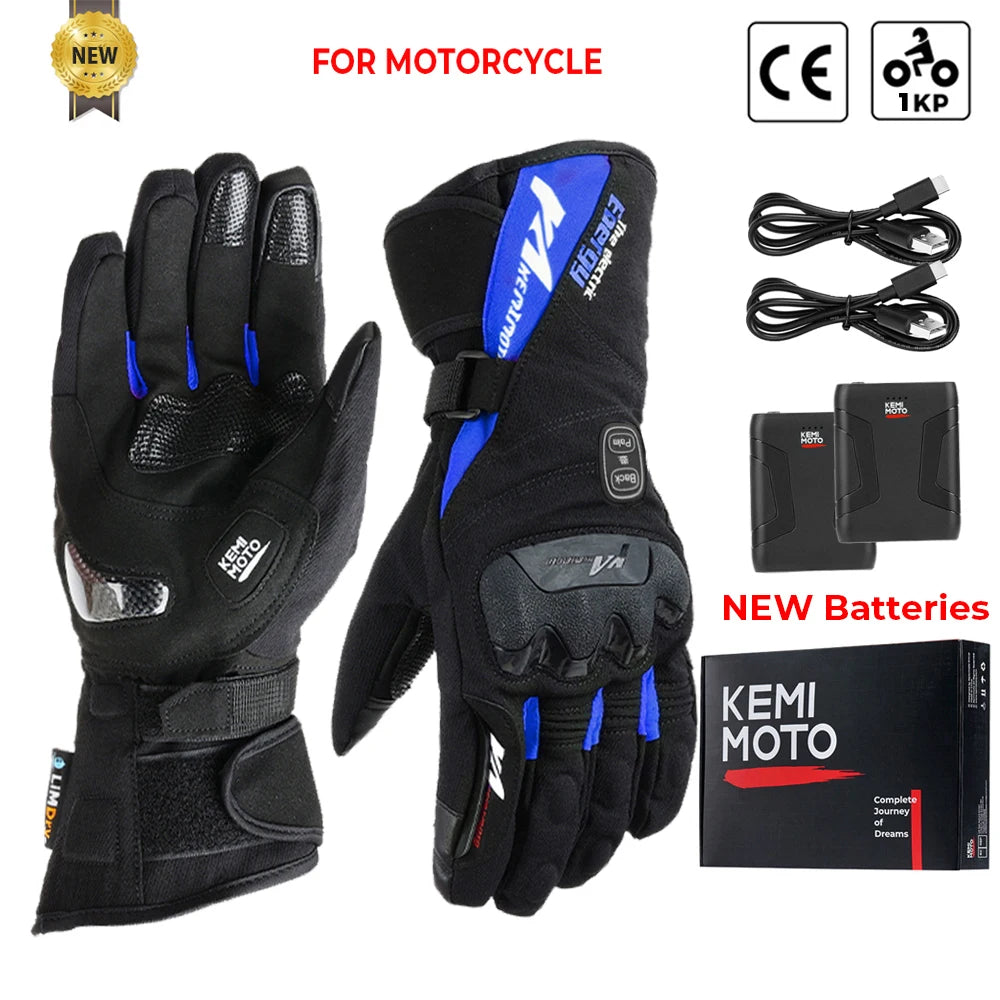 Motorcycle Heated Gloves Touch Screen Winter Warm Skiing Gloves Waterproof Rechargeable Heating Thermal Gloves For Snowmobile
