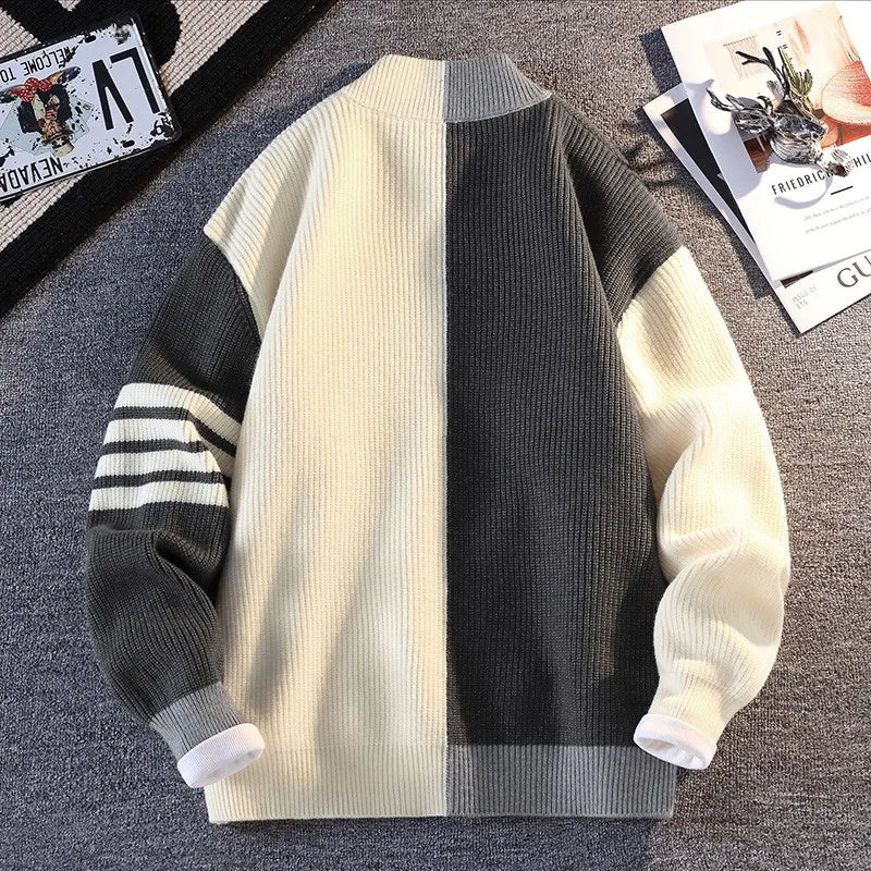 Men's Knitted Sweater Jaet Casual Open Cardigan Faionable Color Blo Design Autumn 2025 Trendy Long Sve V-Ne Polyes...