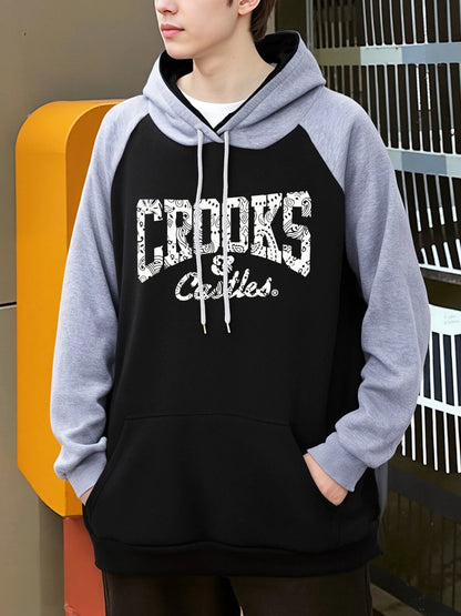Crooks Castles Prints Man Autumn Raglan Hoodies Casual Warm Sweatshirts Soft Vintage Sportswear Fleece Fashion Male Clothes