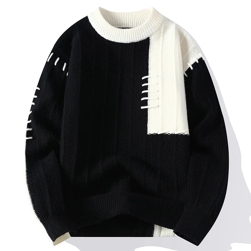 Herbst und Winter Neue Freizeitmode Farbabstimmung Trend Warmer Outdoor Bequemer Pullover Herren Strick Unterhemd